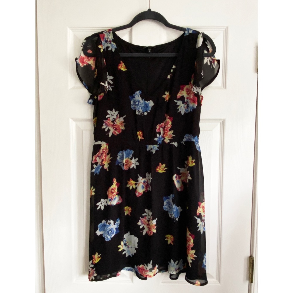 Express Black Floral Mini Dress - M